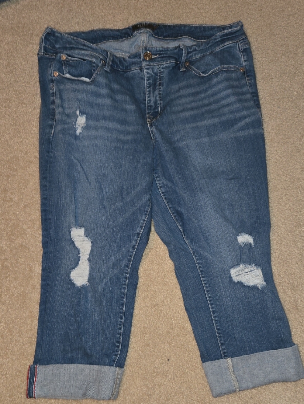 torrid Medium Blue Distressed Cropped Jeans